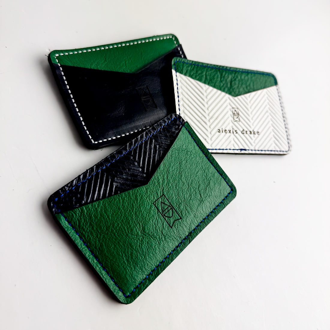 Polished Prep Collection | Card Holder | Herringbone Coastal Navy + Boxwood Green