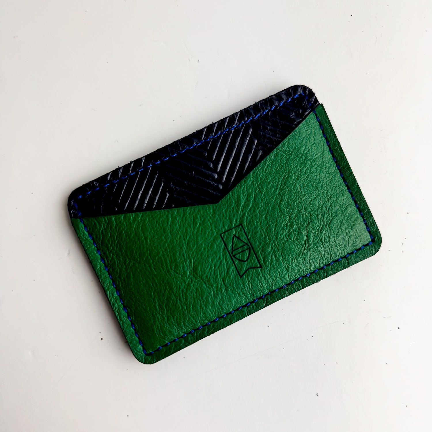 Polished Prep Collection | Card Holder | Herringbone Coastal Navy + Boxwood Green