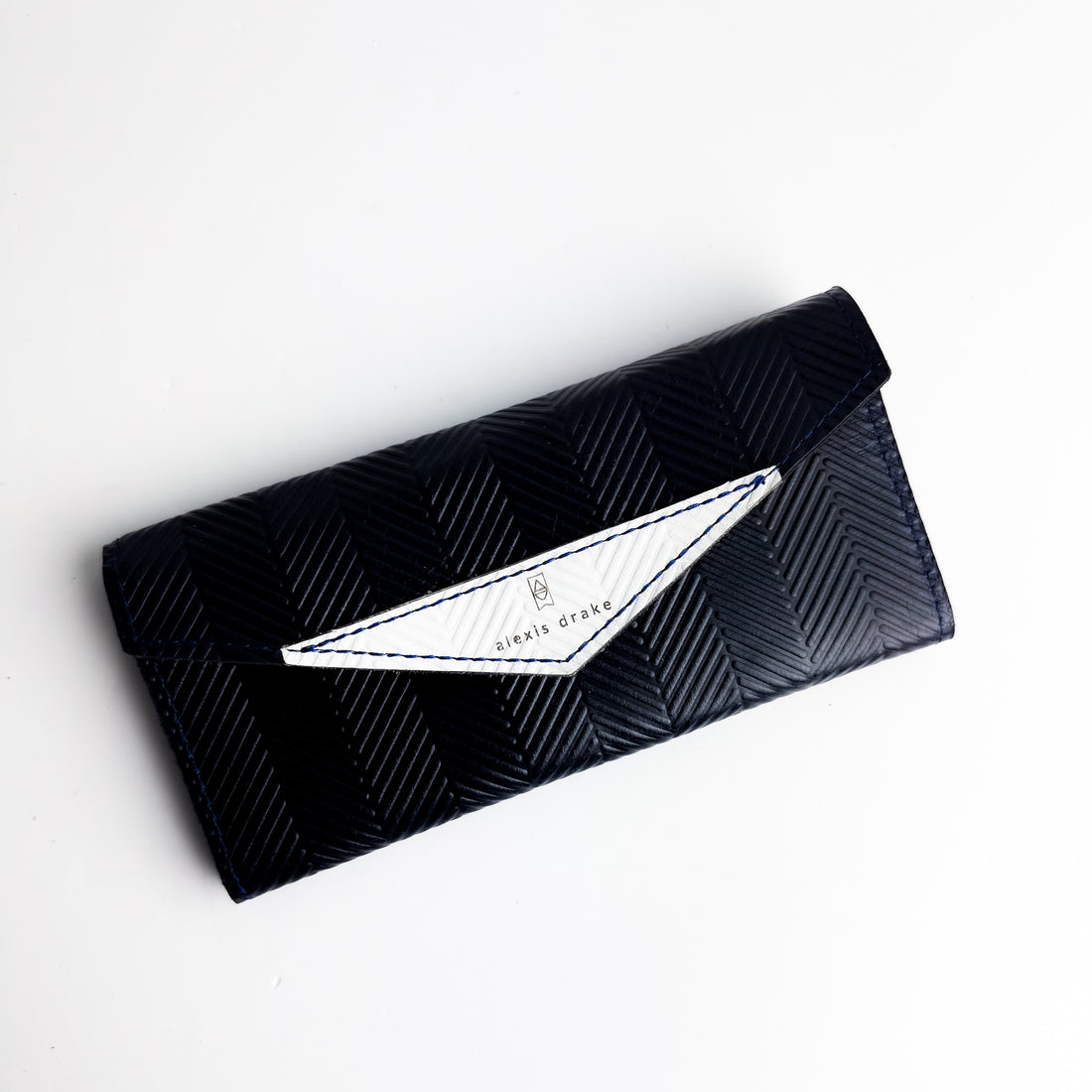 Polished Prep Collection | Genevieve Wallet | Herringbone Coastal Navy