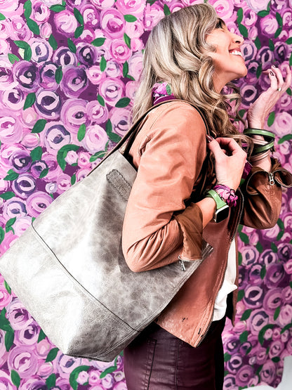 Wild Bloom Collection | Market Tote | Fog
