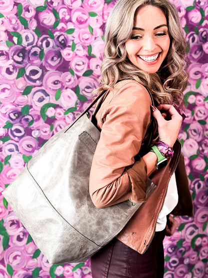 Wild Bloom Collection | Market Tote | Fog