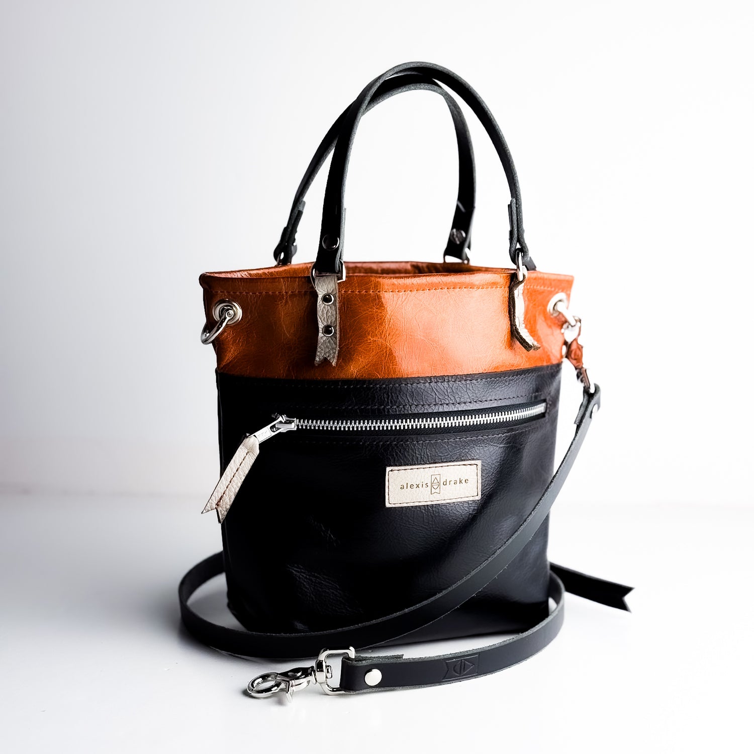 Everyday Collection | Amika Satchel + Crossbody | Black + Whiskey