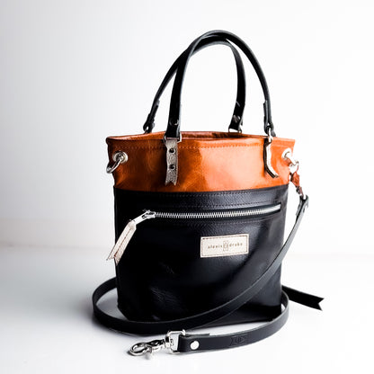 Everyday Collection | Amika Satchel + Crossbody | Black + Whiskey