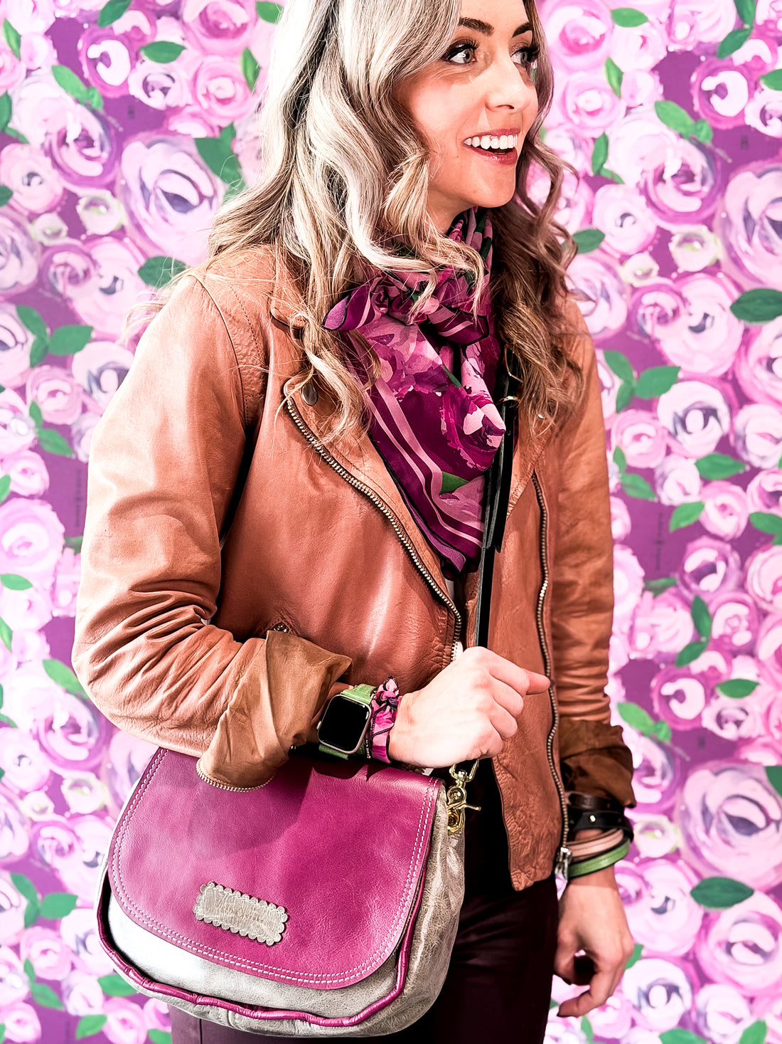 Wild Bloom Collection | Mini E Crossbody | Fog + Orchid