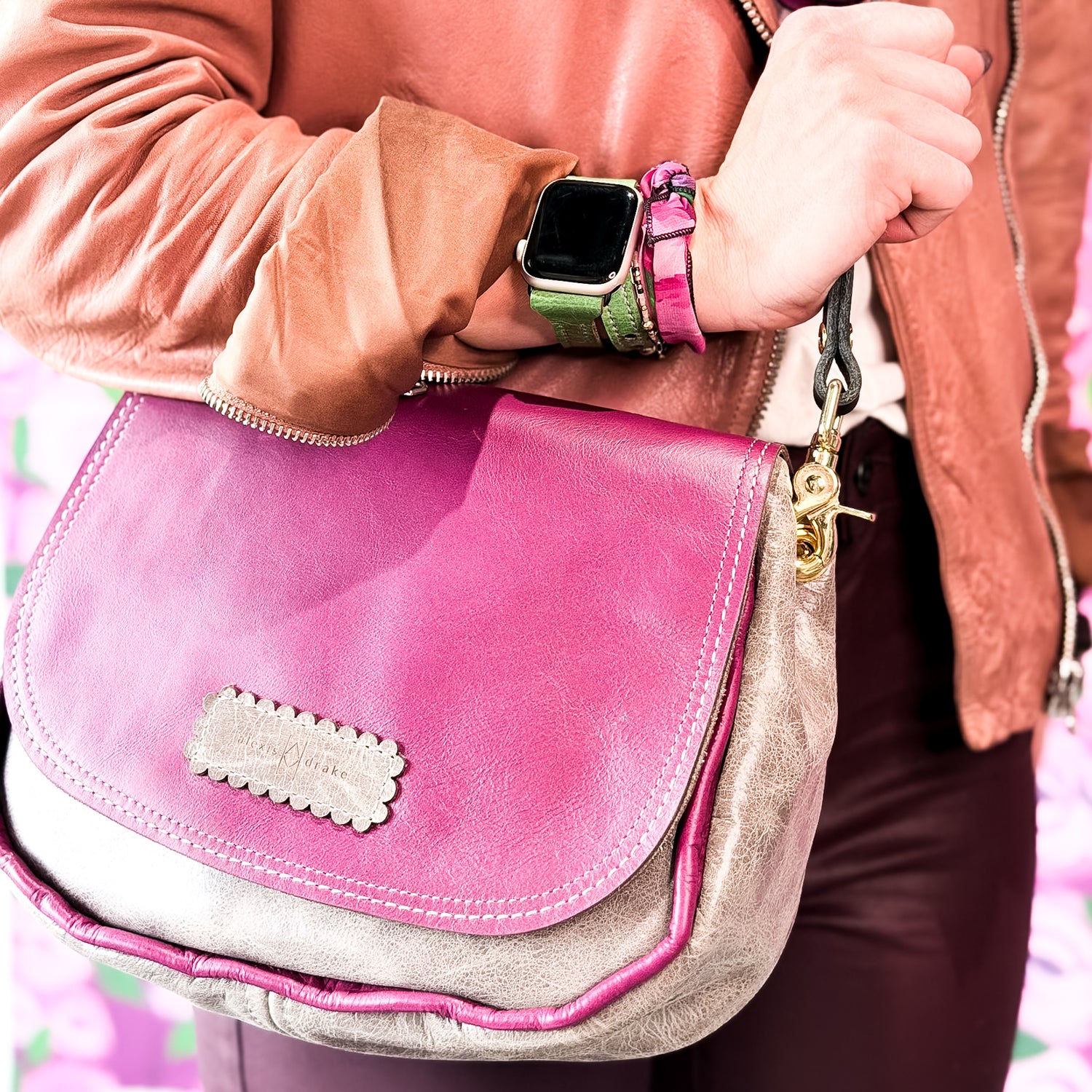 Wild Bloom Collection | Mini E Crossbody | Fog + Orchid