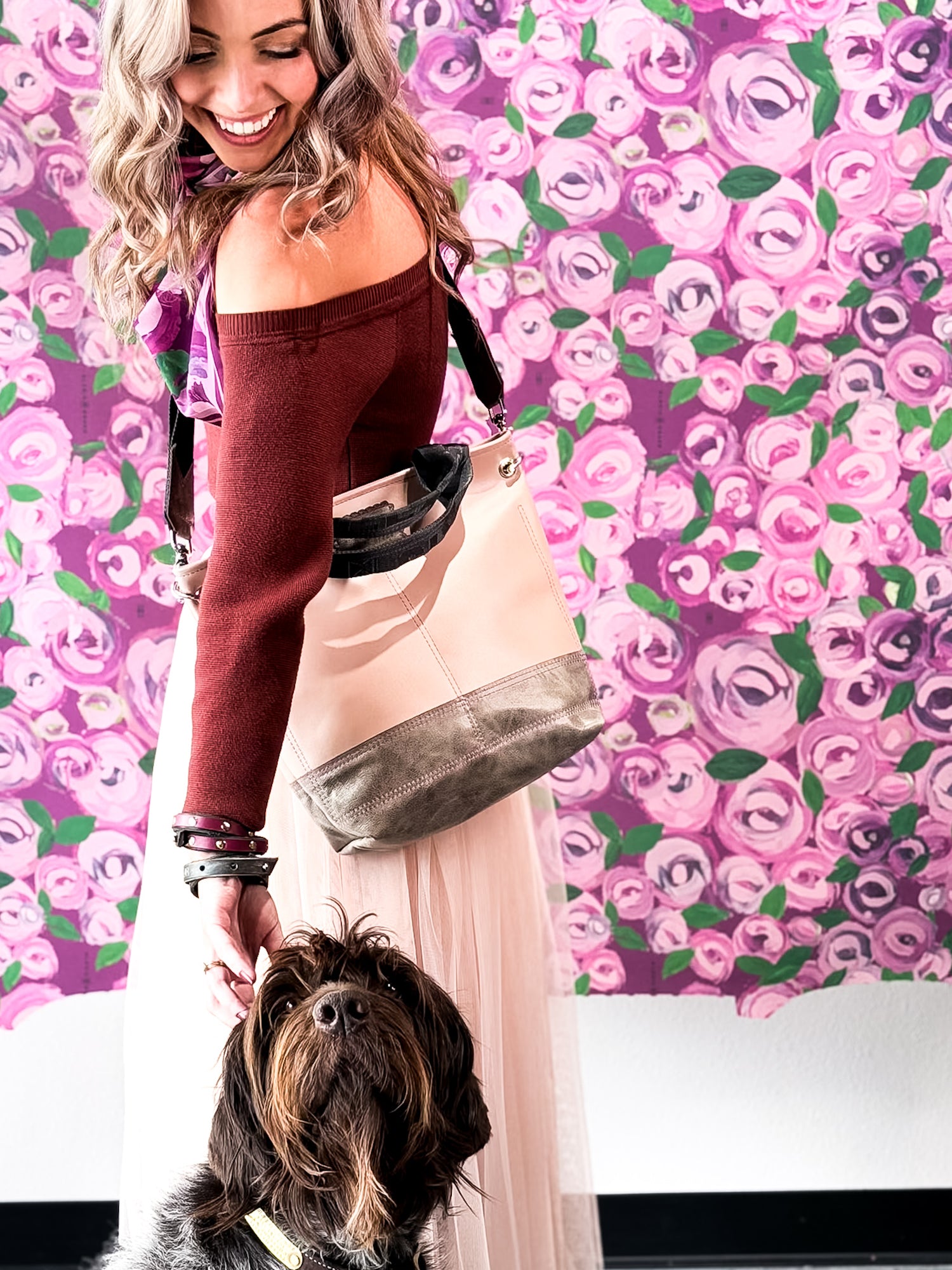 Wild Bloom Collection | Tivoli Shoulder Tote | Rosewater Pink + Fog