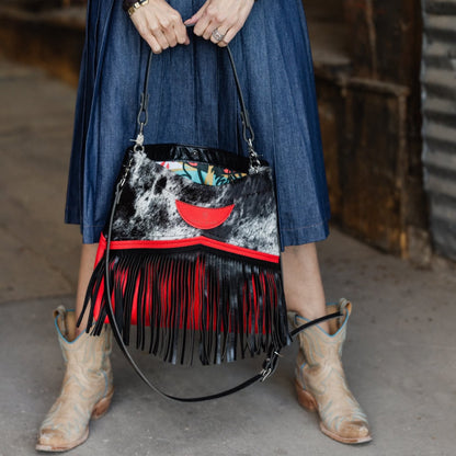 Rodeo Collection | Eleanor Shoulder Tote + Crossbody | Scarlet + Hair-on-Hide