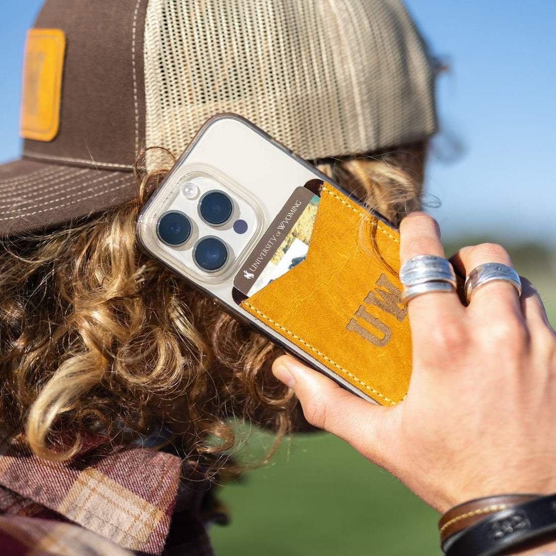 Steamboat Collection | Cellphone Card Holders | Grey + Butter