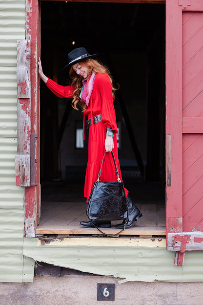 Rodeo Collection | Eleanor Shoulder Tote + Crossbody | Black Rose