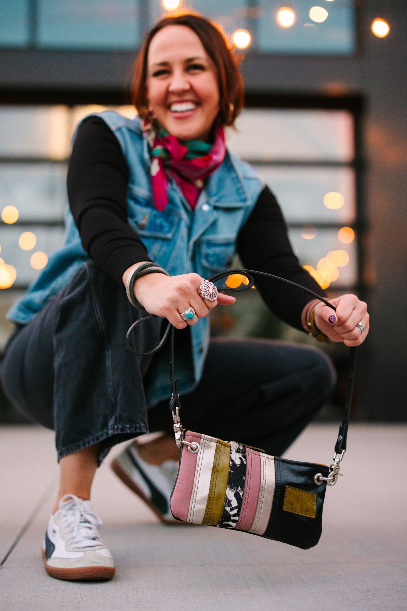 Urban Edge Collection | Rainbow Belt Bag Crossbody | Distressed Pink Jade + Iron Ore